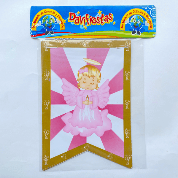 BANDERIN RECTANGULAR ANGEL ROSADO