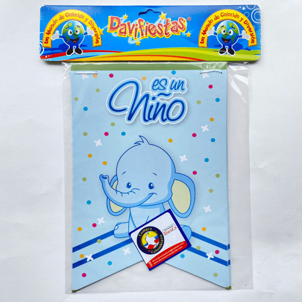 BANDERIN RECTANGULAR ELEFANTE AZUL