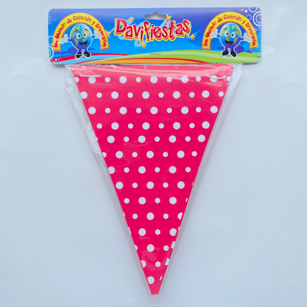 BANDERIN TRIANGULAR POLKA FUCSIA