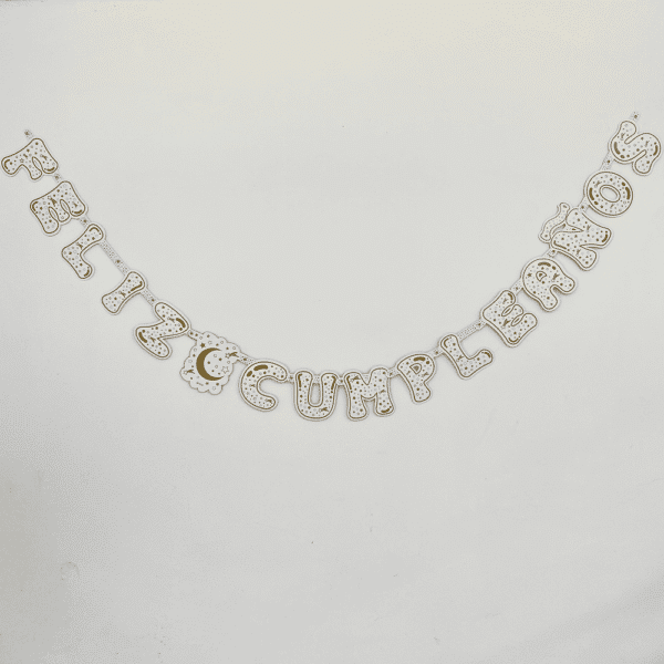 LETRA TROQUELADA LUNA BLANCO DORADO