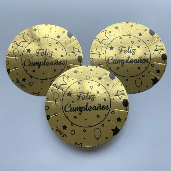PLATO METALIZADO FELIZ CUMPLEAÑOS DORADO