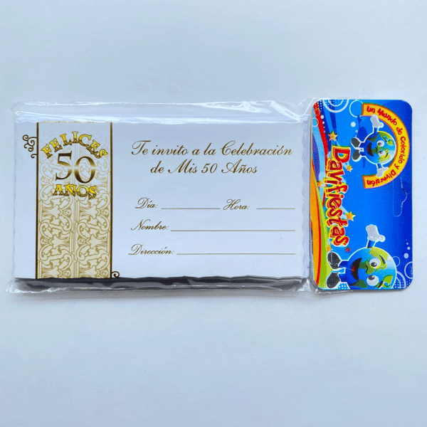 TARJETA LISA X12 50 AÑOS DORADO