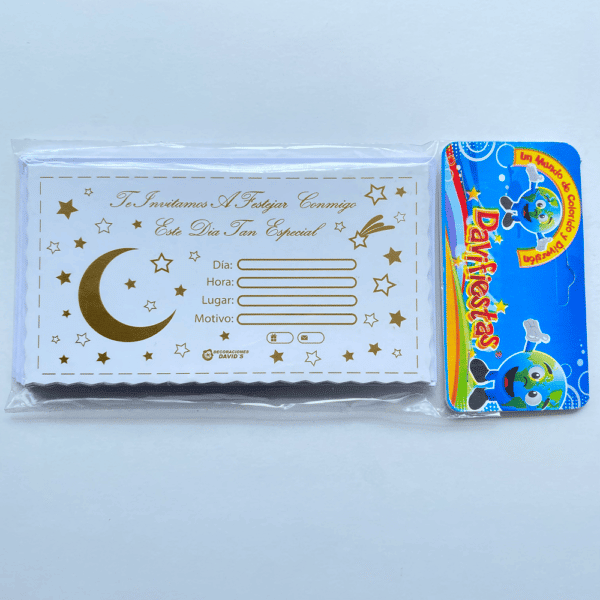 TARJETA LISA X12 LUNA BLANCO DORADO