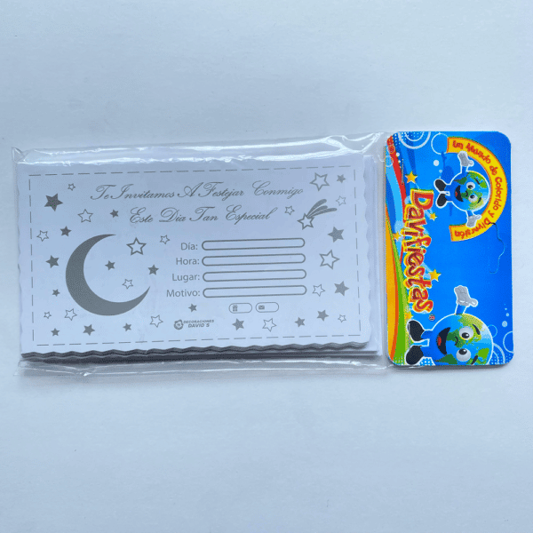 TARJETA LISA X12 LUNA BLANCO PLATEADO