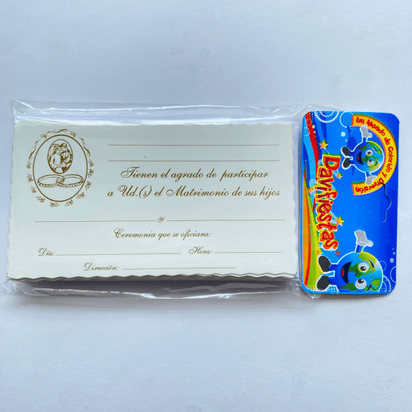 TARJETA LISA X12 MATRIMONIO ANILLOS