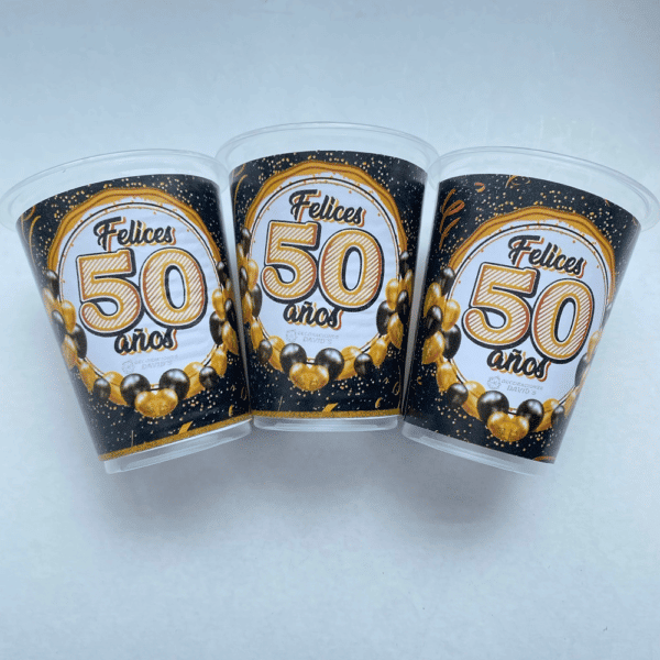 VASO 50 AÑOS NEGRO/DORADO